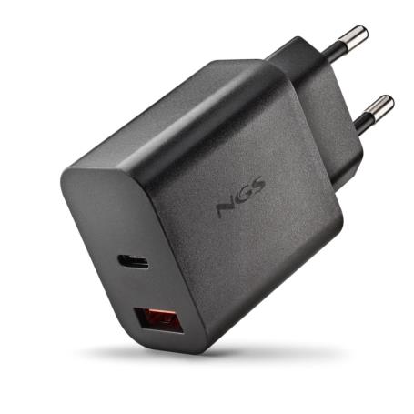 NGS - Carregador de Parede 30W com 2 portas: USB-C + USB-A ERA30WBLACK