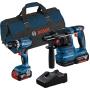 BOSCH - Kit Berbequim c/Percussão GSB18V-45+GBH18V-22+2x4Ah+GAL18V+Bolsa 0615A50039