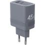 FORCE POWER - Carregador Cube Dual USB-C/ USB-A Ultragan 45W F152527