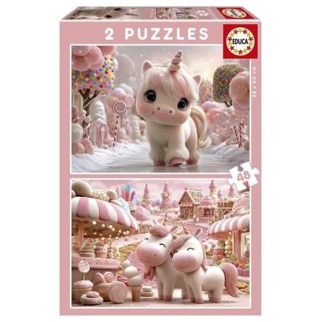EDUCA - Puzzle 2X48 Unicórnios Doces 20504