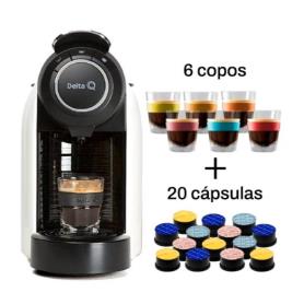 DELTA-Q - Máq. Café Cáps.+ 20 cápsulas + 6 copos KIT QOOL EVOLUTION BRANCA