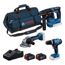 BOSCH - Kit 3 Ferramentas Pro 18V GBH 18V-18 + GWS 18V-8 + GSB 18V-25 0615A500AG