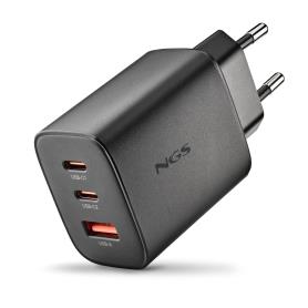 NGS - Carregador 65W 2 x USBC + USBA Power Adap Ter for Laptops/Tablets/Phones ERA65WBLACK