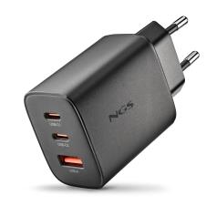 NGS - Carregador 65W 2 x USBC + USBA Power Adap Ter for Laptops/Tablets/Phones ERA65WBLACK