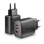 NGS - Carregador 65W 2 x USBC + USBA Power Adap Ter for Laptops/Tablets/Phones ERA65WBLACK