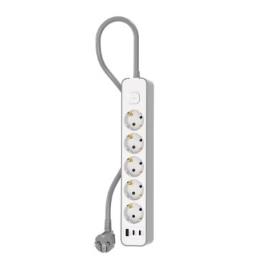FORCE POWER - Régua 5 Tomadas 1,5m - 2 x USB-C 20 W PD + USB-A 18W F155541