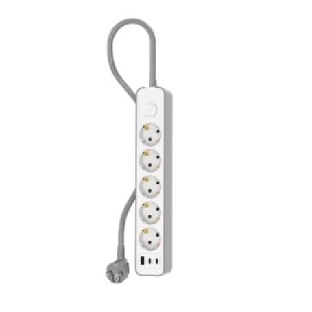 FORCE POWER - Régua 5 Tomadas 1,5m - 2 x USB-C 20 W PD + USB-A 18W F155541