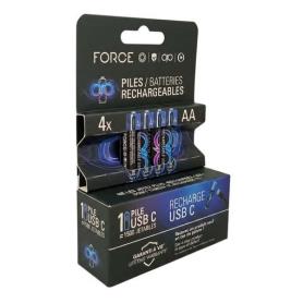 FORCE POWER - Pack 4 Pilhas Recarregáveis USB-C LR6/AA 2000mAh F155675