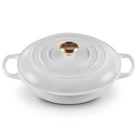 LE CREUSET - Caçarola Baixa Evol. 30cm Branco Pomo Dourado 21180300101441