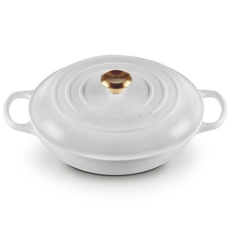LE CREUSET - Caçarola Baixa Evol. 30cm Branco Pomo Dourado 21180300101441