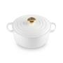 LE CREUSET - Cocotte Signature Redonda 24cm Branco Pomo Dourado 21177240101441