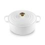 LE CREUSET - Cocotte Signature Redonda 28cm Branco Pomo Dourado 21177280101441