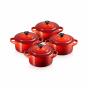 LE CREUSET - Set 4 Mini Cocotte Cereja P/N 10cm 79212100600100