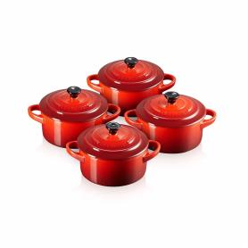 LE CREUSET - Set 4 Mini Cocotte Cereja P/N 10cm 79212100600100