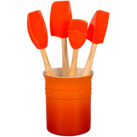 LE CREUSET - Set 4 Espatulas + Pote Vulcanico 79003000900000