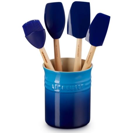 LE CREUSET - Set 4 Espatulas + Pote Azure 79003002200000