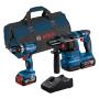 BOSCH - Kit Berbequim c/Percussão GSB18V-45+GBH18V-22+2x4Ah+GAL18V+Bolsa 0615A50039