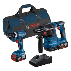 BOSCH - Kit Berbequim c/Percussão GSB18V-45+GBH18V-22+2x4Ah+GAL18V+Bolsa 0615A50039